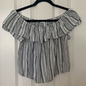 Grey Striped Off the Shoulder Top